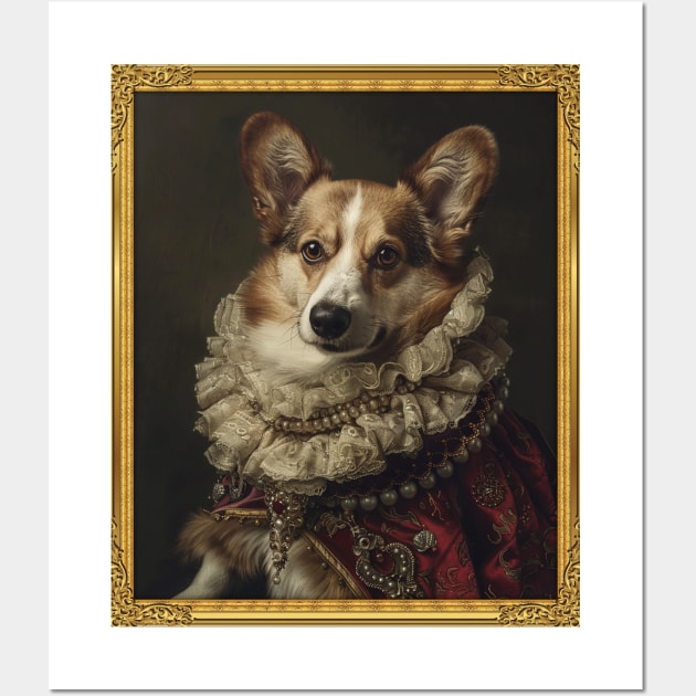 Royal Regalia: Corgi Princess Portrait (Framed) Wall Art by HUH? Designs